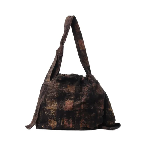 Check Jacquard Draped Shoulder Bag