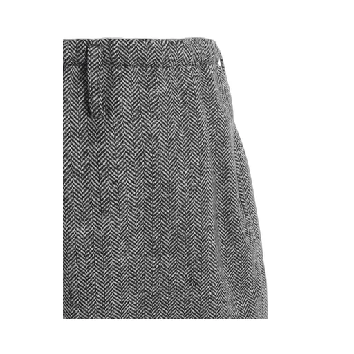 Herringbone Tweed Waist-String Wide Pants