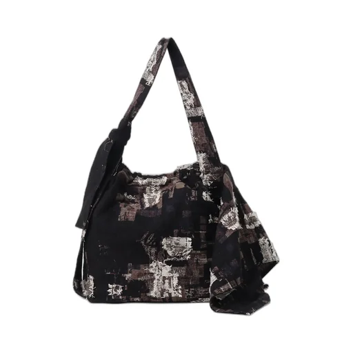 Patchwork Cut Jacquard Draped Shoulder Bag