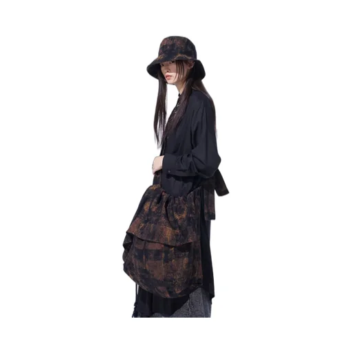 Check Jacquard Draped Shoulder Bag
