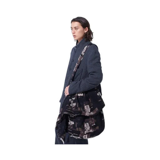 Patchwork Cut Jacquard Draped Shoulder Bag