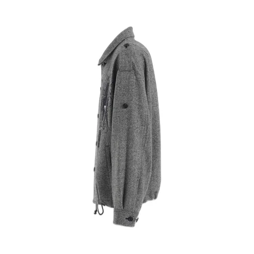 Herringbone Tweed Epaulette Oversized Blouson