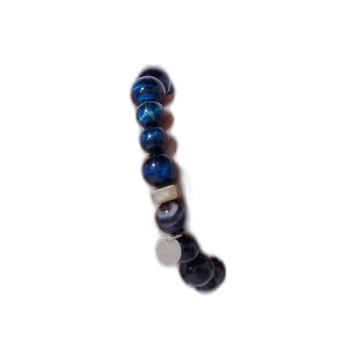 Blue Tiger's Eye+Smoky Quartz Brass Bracelet