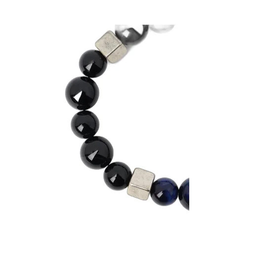 Blue Tiger's Eye+Smoky Quartz Brass Bracelet