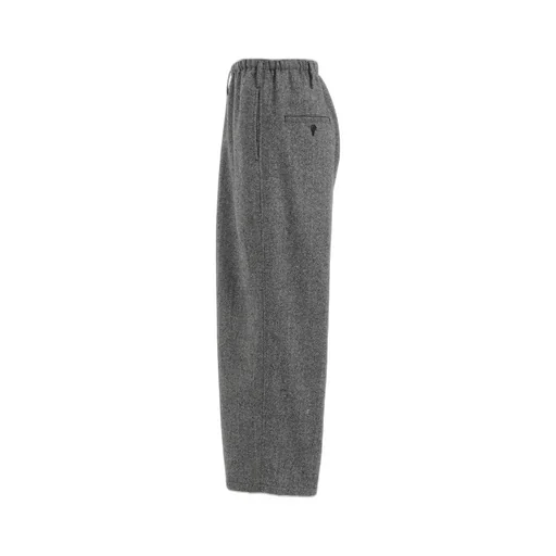 Herringbone Tweed Waist-String Wide Pants