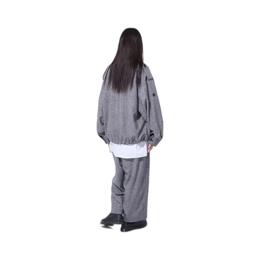 Herringbone Tweed Epaulette Oversized Blouson