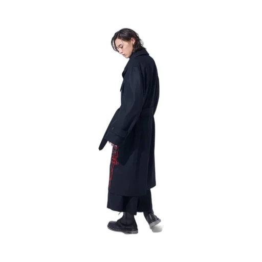 Lamb Wool Printed Messege Embroidery Trench Coat