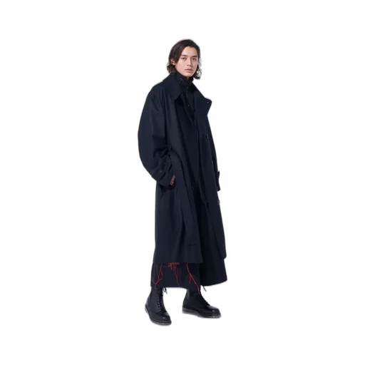 Lamb Wool Printed Messege Embroidery Trench Coat