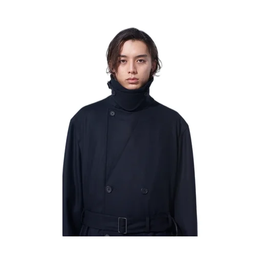 Lamb Wool Printed Messege Embroidery Trench Coat