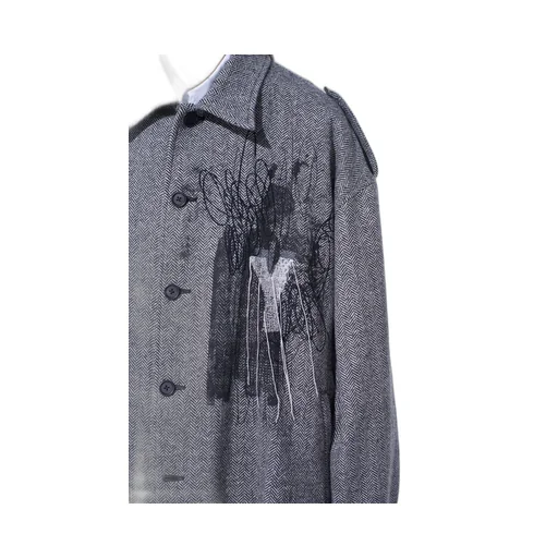Herringbone Tweed Epaulette Oversized Blouson