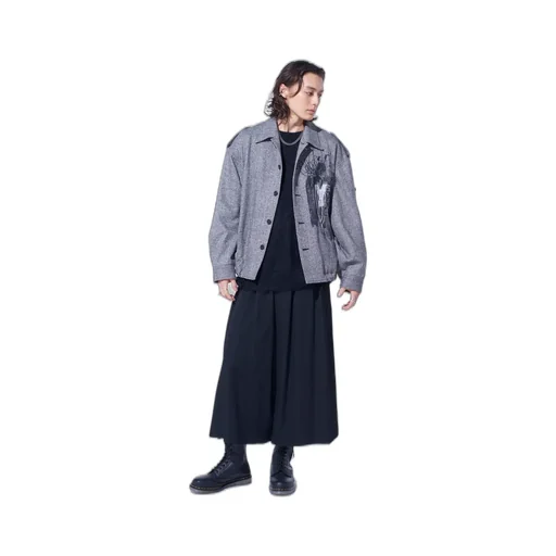 Herringbone Tweed Epaulette Oversized Blouson