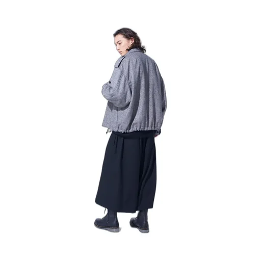 Herringbone Tweed Epaulette Oversized Blouson