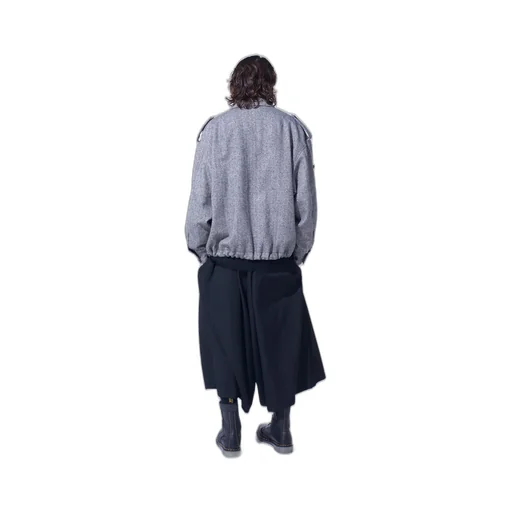 Herringbone Tweed Epaulette Oversized Blouson