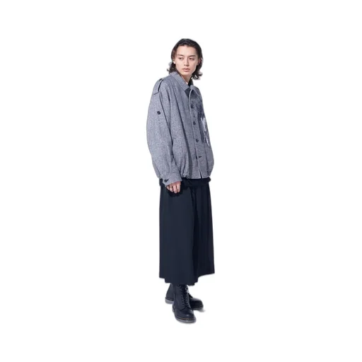 Herringbone Tweed Epaulette Oversized Blouson