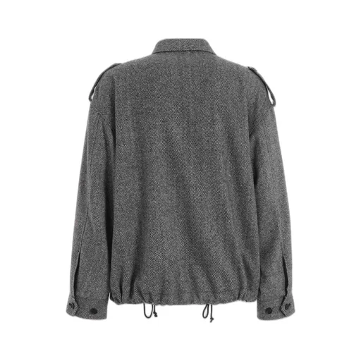 Herringbone Tweed Epaulette Oversized Blouson
