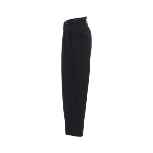 Lamb Wool Printed Messege Embroidery 2 Tuck Suspender Pants