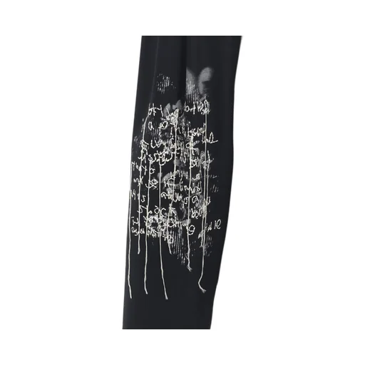 Lamb Wool Printed Messege Embroidery 2 Tuck Suspender Pants