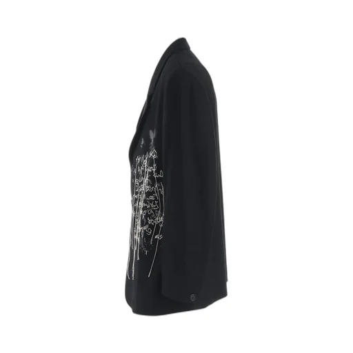 Lamb Wool Printed Messege Embroidery Tailored Jacket
