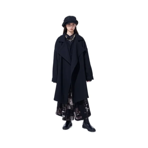 4/24 Kersey Frame Double Collar Drape Coat