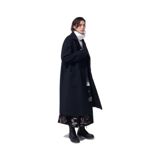 4/24 Kersey Tube Lapel Double Long Coat