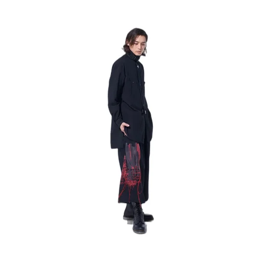 Lamb Wool Printed Messege Embroidery Culotte Pants