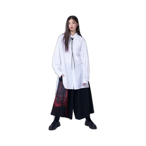 Lamb Wool Printed Messege Embroidery Culotte Pants