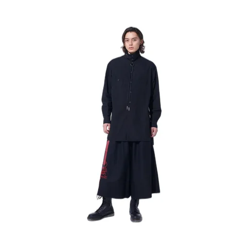 Lamb Wool Printed Messege Embroidery Culotte Pants
