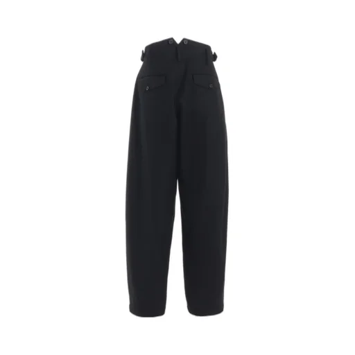 Lamb Wool Printed Messege Embroidery 2 Tuck Suspender Pants