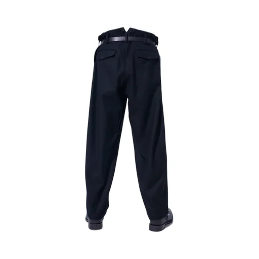 Lamb Wool Printed Messege Embroidery 2 Tuck Suspender Pants