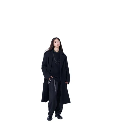 4/24 Kersey Tube Lapel Double Long Coat