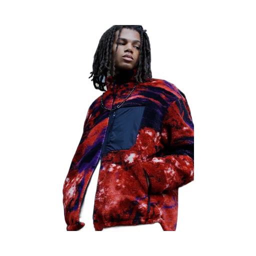 S'yte X Taion Reversible Quilted Red Printed Fleece Jacket