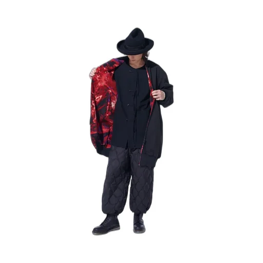 S'yte X Taion Reversible Long Bomber Jacket With Red Printed Fleece Lining