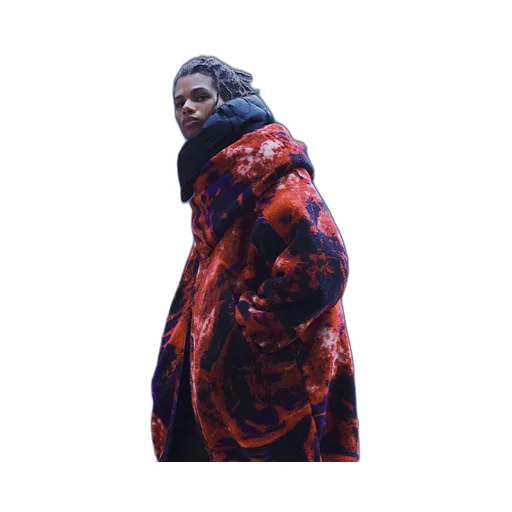 S'yte X Taion Reversible Long Bomber Jacket With Red Printed Fleece Lining
