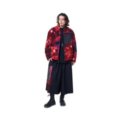 S'yte X Taion Reversible Quilted Red Printed Fleece Jacket