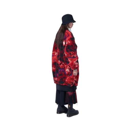 S'yte X Taion Reversible Long Bomber Jacket With Red Printed Fleece Lining