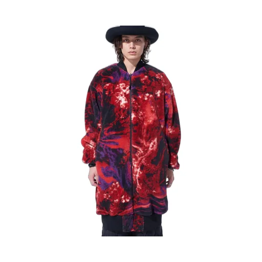 S'yte X Taion Reversible Long Bomber Jacket With Red Printed Fleece Lining
