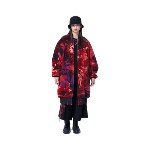 S'yte X Taion Reversible Long Bomber Jacket With Red Printed Fleece Lining