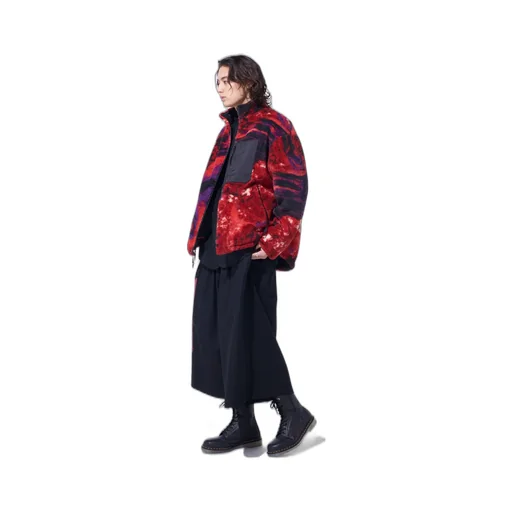 S'yte X Taion Reversible Quilted Red Printed Fleece Jacket