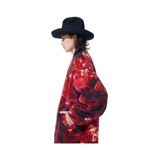 S'yte X Taion Reversible Long Bomber Jacket With Red Printed Fleece Lining