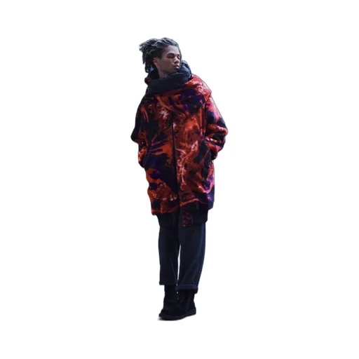 S'yte X Taion Reversible Quilted Down Scarf With Red Printed Fleece Lining