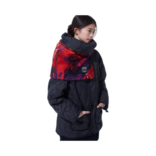 S'yte X Taion Reversible Quilted Down Scarf With Red Printed Fleece Lining