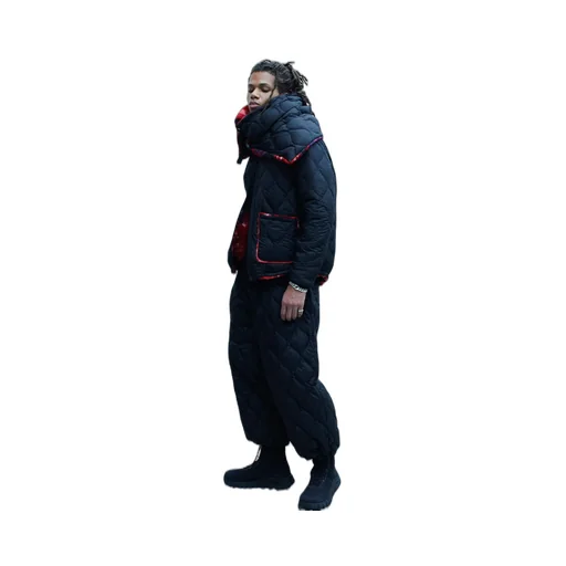 S'yte X Taion Reversible Quilted Down Scarf With Red Printed Fleece Lining
