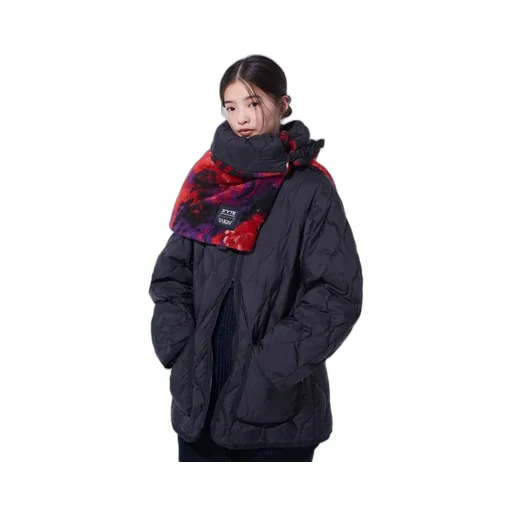 S'yte X Taion Reversible Quilted Down Scarf With Red Printed Fleece Lining