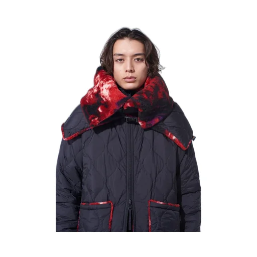 S'yte X Taion Reversible Quilted Down Scarf With Red Printed Fleece Lining
