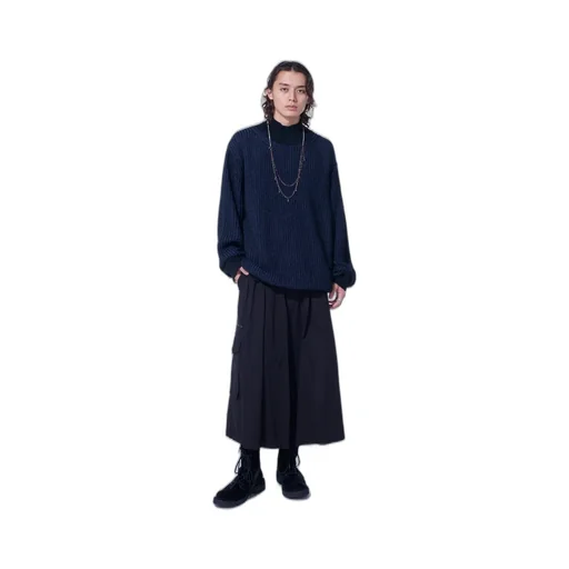 5G Bulky Wool Rib Stitch Oversized High Neck Knit