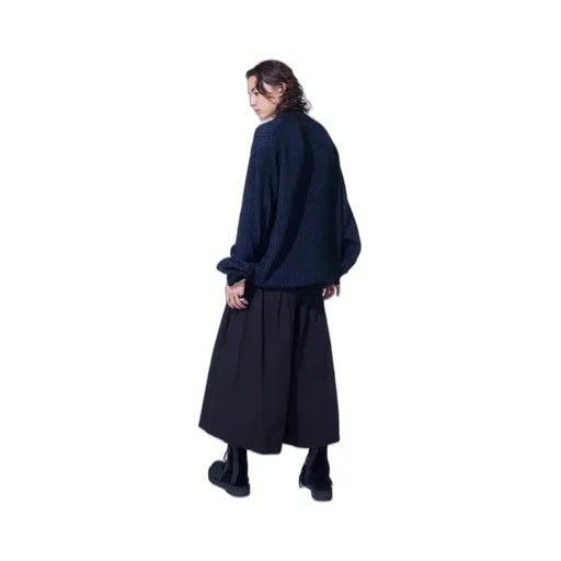 5G Bulky Wool Rib Stitch Oversized High Neck Knit