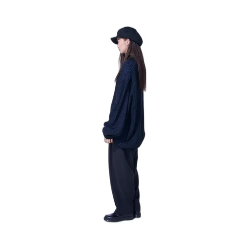5G Bulky Wool Rib Stitch Oversized High Neck Knit