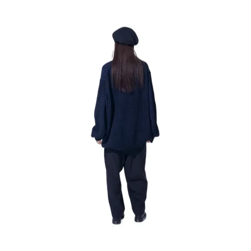 5G Bulky Wool Rib Stitch Oversized High Neck Knit