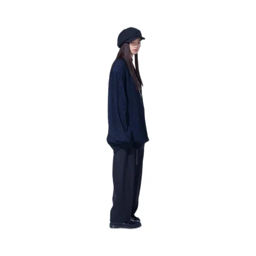 5G Bulky Wool Rib Stitch Oversized High Neck Knit
