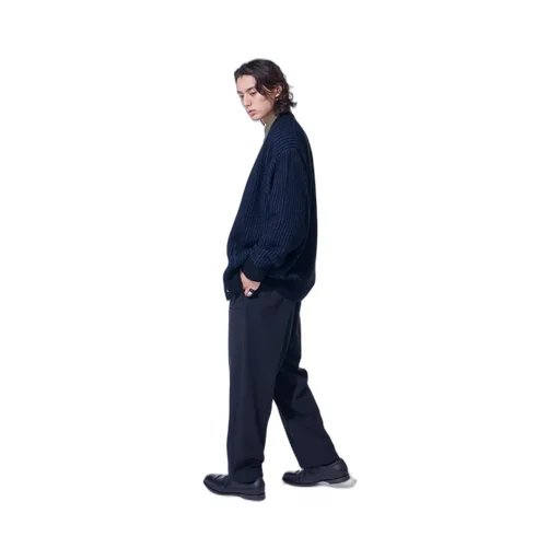 Striped Silk Angora Wool Tapered Pants